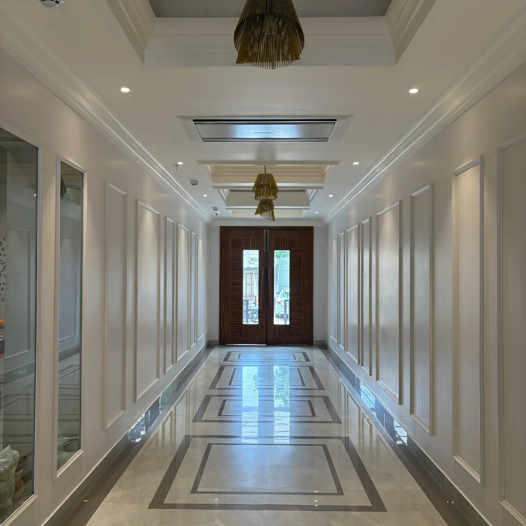 Villa floor before and after diamond polishing