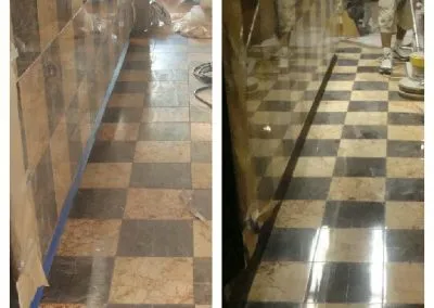 Marble tile floor cleaning
