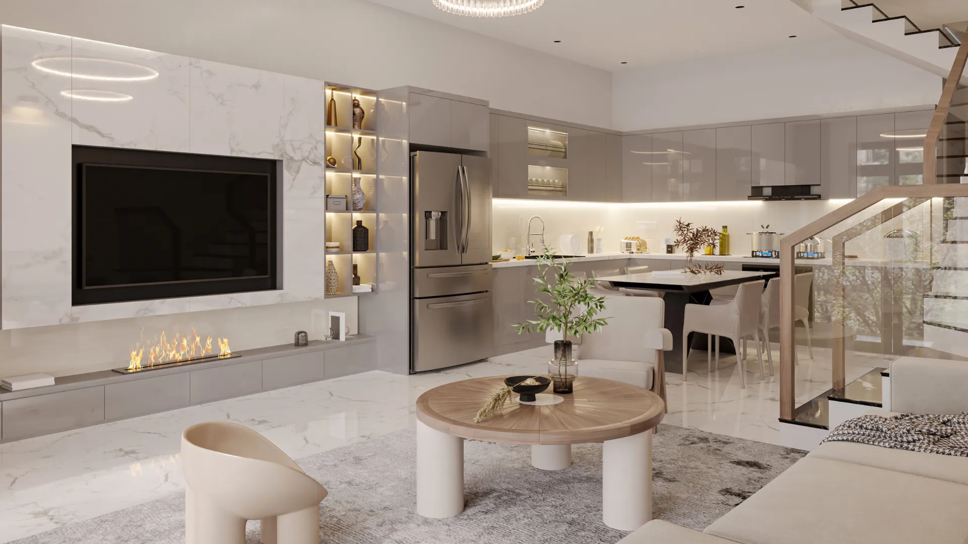 Crystal-clear polished marble floor
